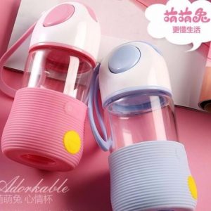 GA012 ขวดแก้วใสทนความร้อน ปลอกซิลิโคน 400ml (เนื้อแก้วBorosilicate)