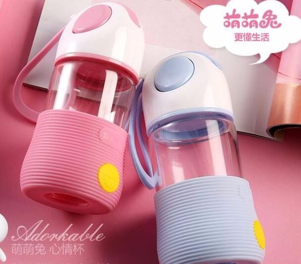 GA012 ขวดแก้วใสทนความร้อน ปลอกซิลิโคน 400ml (เนื้อแก้วBorosilicate)